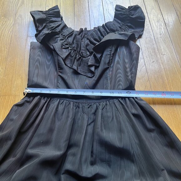 GUNNE SAX By Jessica McClintock Size 9 Black Gothic Ruffle Trim Vintage Dress - Picture 14 of 16